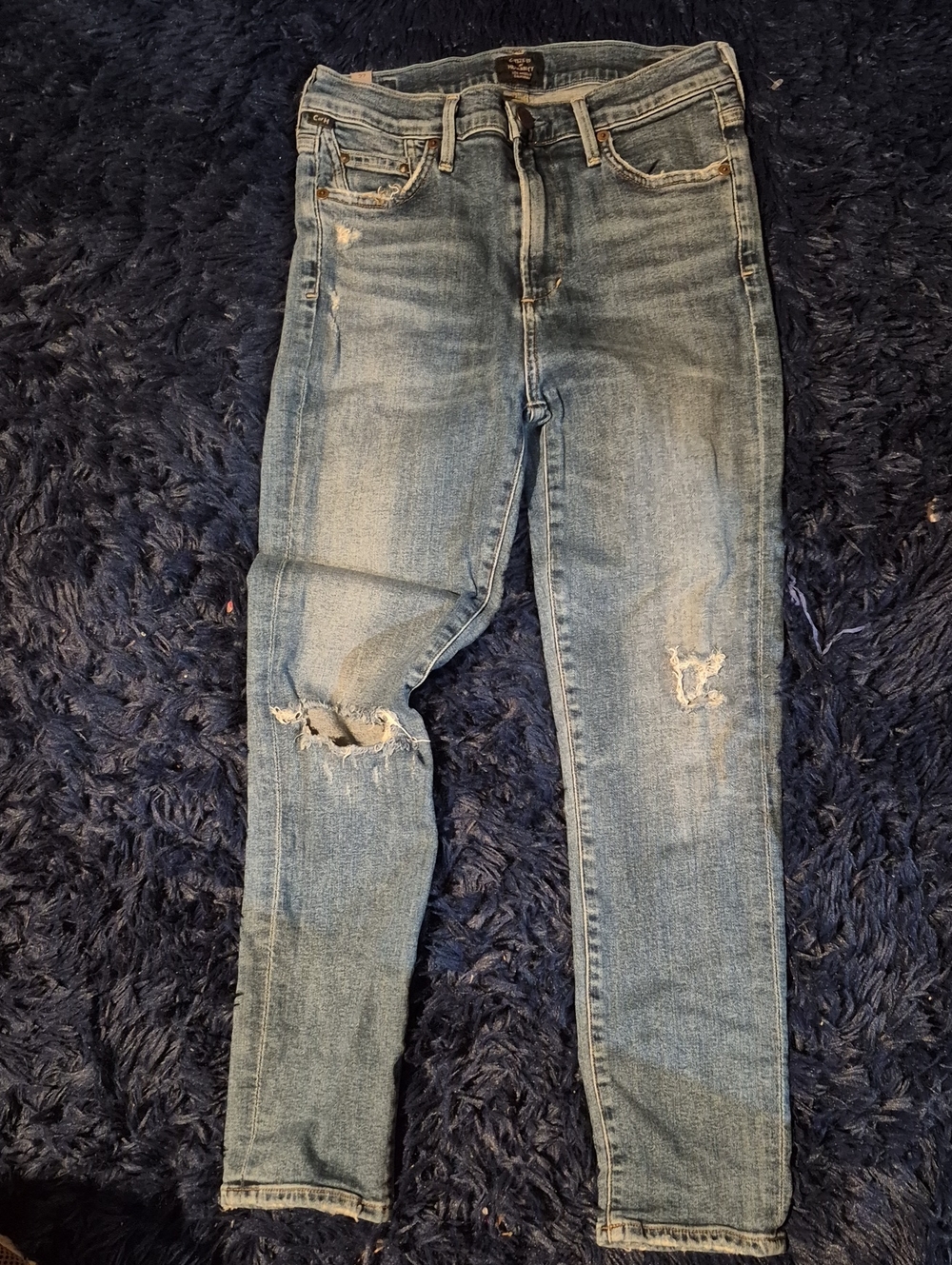Citizens Of Humanity Light Blue Distressed Skinny Jeans